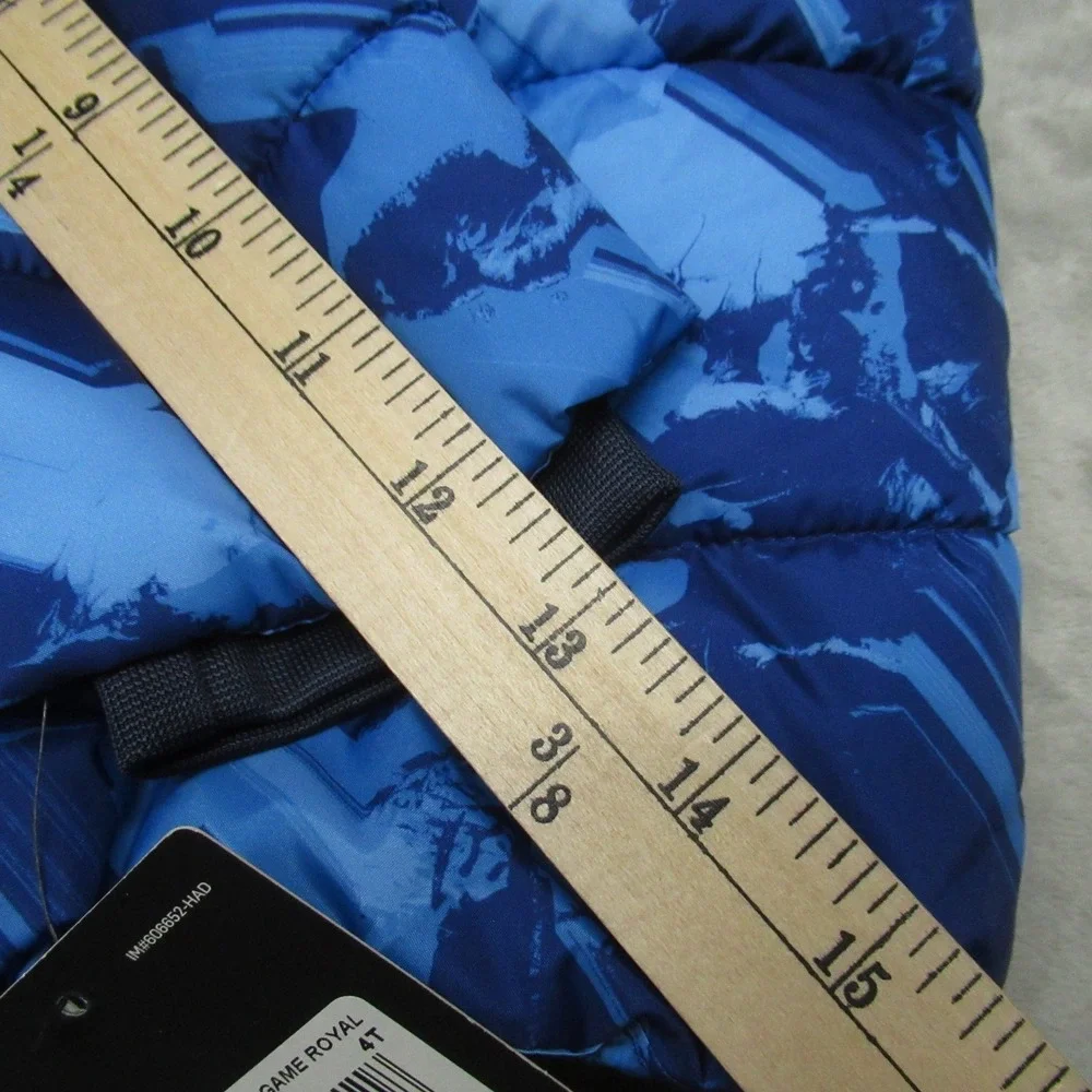 Nike Jacket Boys 4T 3-4 Blue Hooded Puffer Full Zip Graphic Winter Outerwear NEW